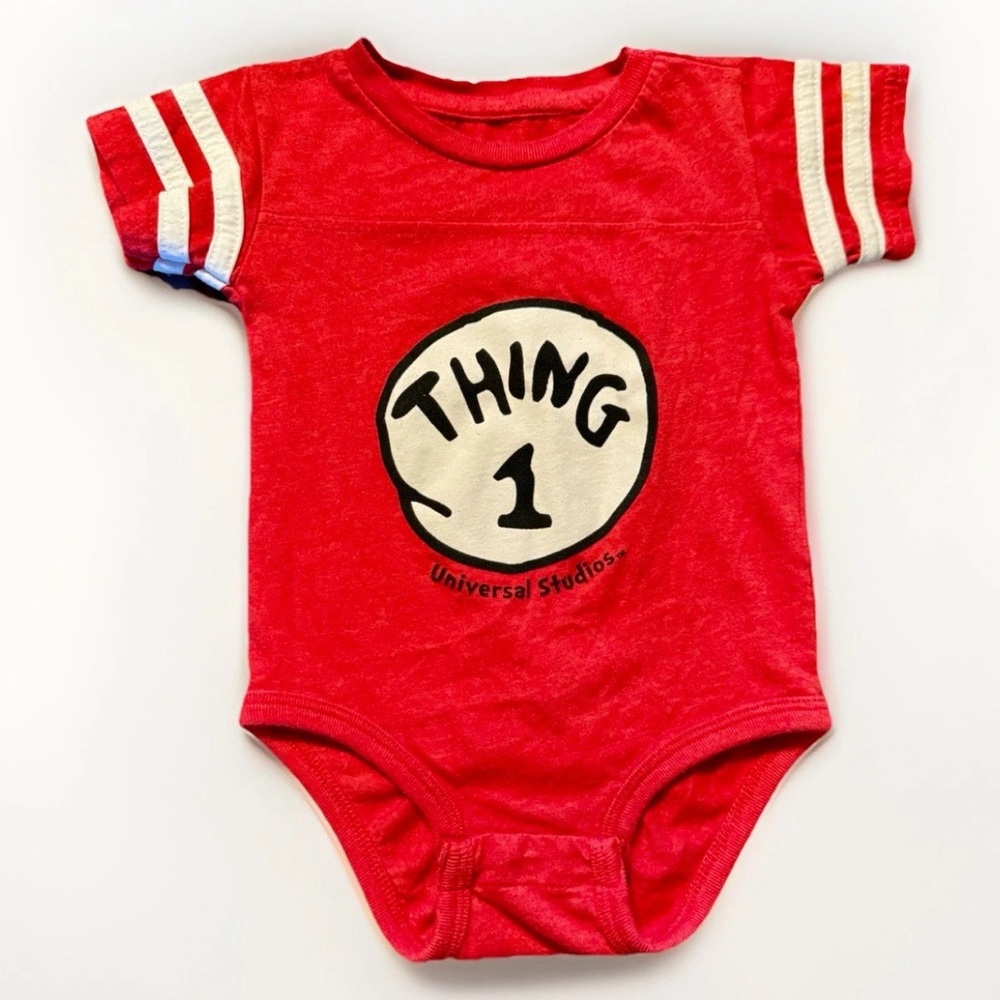 Universal Studios Thing 1 Infant One Piece Snap Bottom Red Jumper 12 Mo Disney